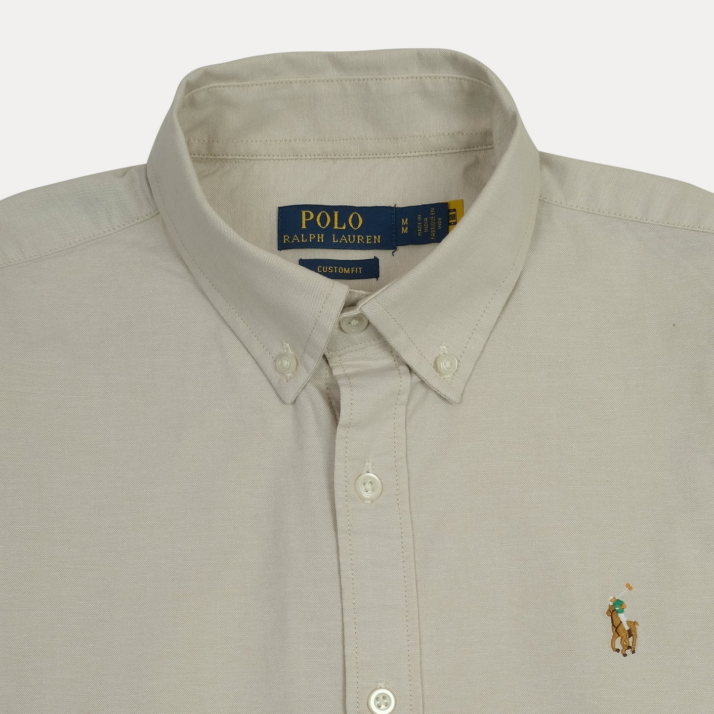 Polo Ralph Lauren Custom Fit Long Sleeve Button-Down Shirt in Beige