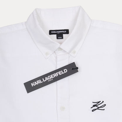 Karl Lagerfeld Elegant White Cotton Button-Up Shirt