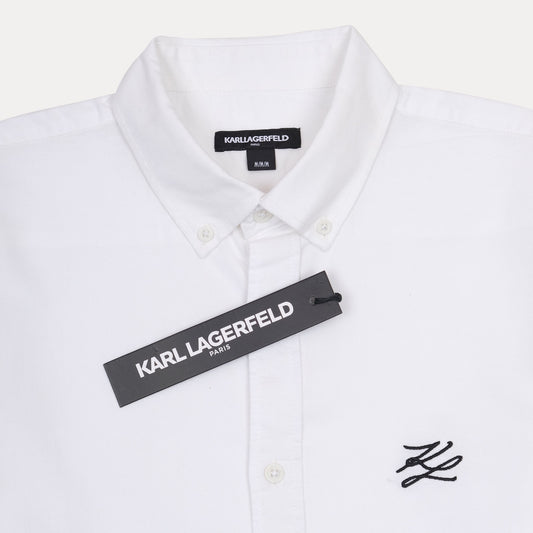 Karl Lagerfeld Elegant White Cotton Button-Up Shirt