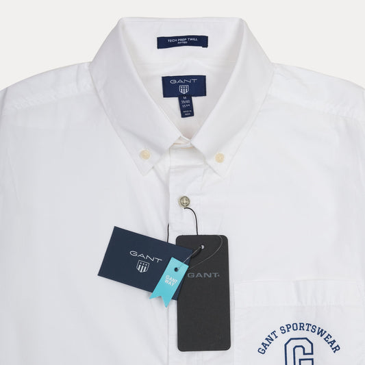 GANT Tech Prep Twill Shirt - Crisp Cloud White Elegance