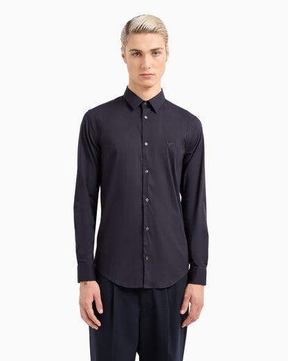 Emporio Armani Elegant Midnight Blue Slim-Fit Shirt