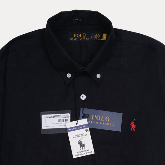 Polo Ralph Lauren Linen Classic Fit Black Button-Down Shirt