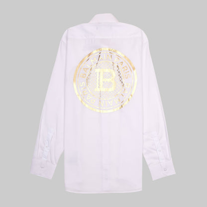BALMAIN Opulent Lapis Aurora Classic Fit Long Sleeve Shirt