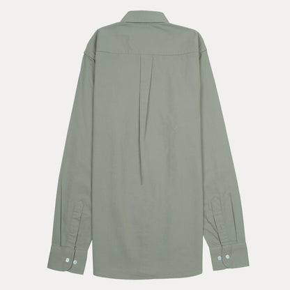 Lacoste Organic Cotton Sage Green Button-Up Shirt with Elegant Embroidery