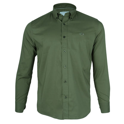 Lacoste Elegant Olive Green Slim Fit Shirt