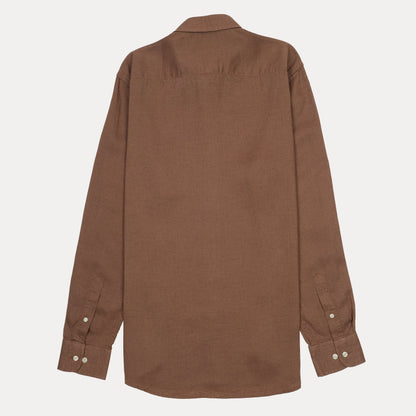 Tommy Hilfiger Rustic Cocoa Button-Up Linen Shirt