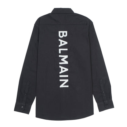 BALMAIN Elegant Midnight Black Embroidered Shirt