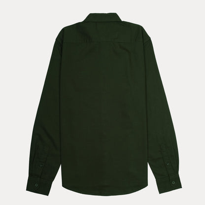 KARL LAGERFELD Chic Olive Green Button-Up Shirt with Iconic Sunglasses Embroidery
