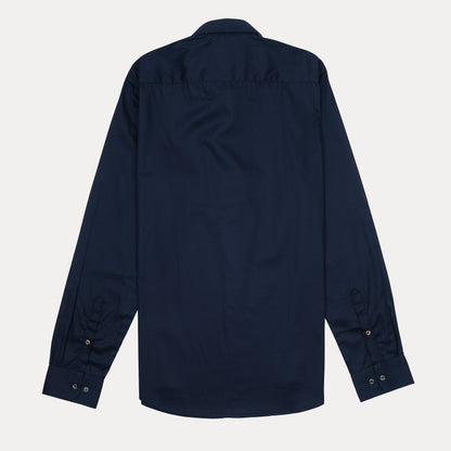RARE RABBIT Elegant Midnight Blue Cotton Shirt