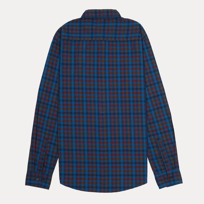 United Colors of Benetton Vibrant Plaid Long Sleeve Shirt in Oceanic Blue & Rustic Red