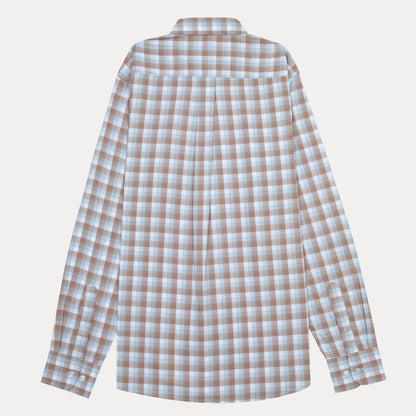 Lacoste Classic Gingham Charm Shirt in Earthy Biscotti