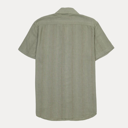 HUGO Effortlessly Chic Slim Fit Linen Short-Sleeve Shirt in Sage Green