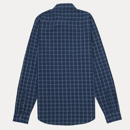 Lacoste Slim Fit Nautical Plaid Shirt in Deep Ocean Blue
