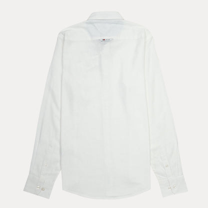 Tommy Jeans Effortlessly Elegant Linen Shirt in Crisp Cloud White