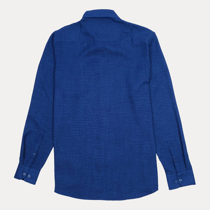 CALVIN KLEIN JEANS Skin Fit Textured Button-Up Shirt in Deep Blue