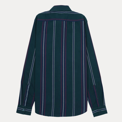 Lacoste Striped Elegance Shirt in Deep Teal with Vibrant Accents