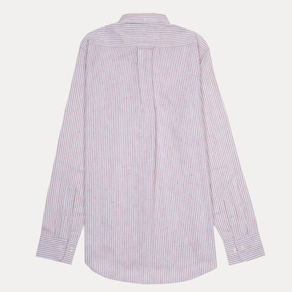 [Mélange Slub Linen] GANT Melange Stripe Delight Shirt - A Charming Blend of Soft Blush and Whispering White