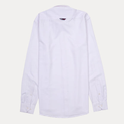 Tommy Jeans Crisp Cotton Slim Fit Shirt in Pure White Elegance