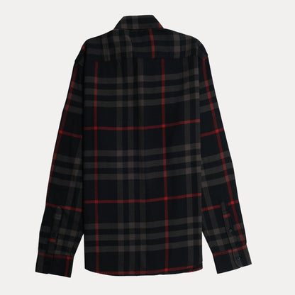 BURBERRY Ember Charcoal Tailored Fit Long Sleeve Flannel Shirt