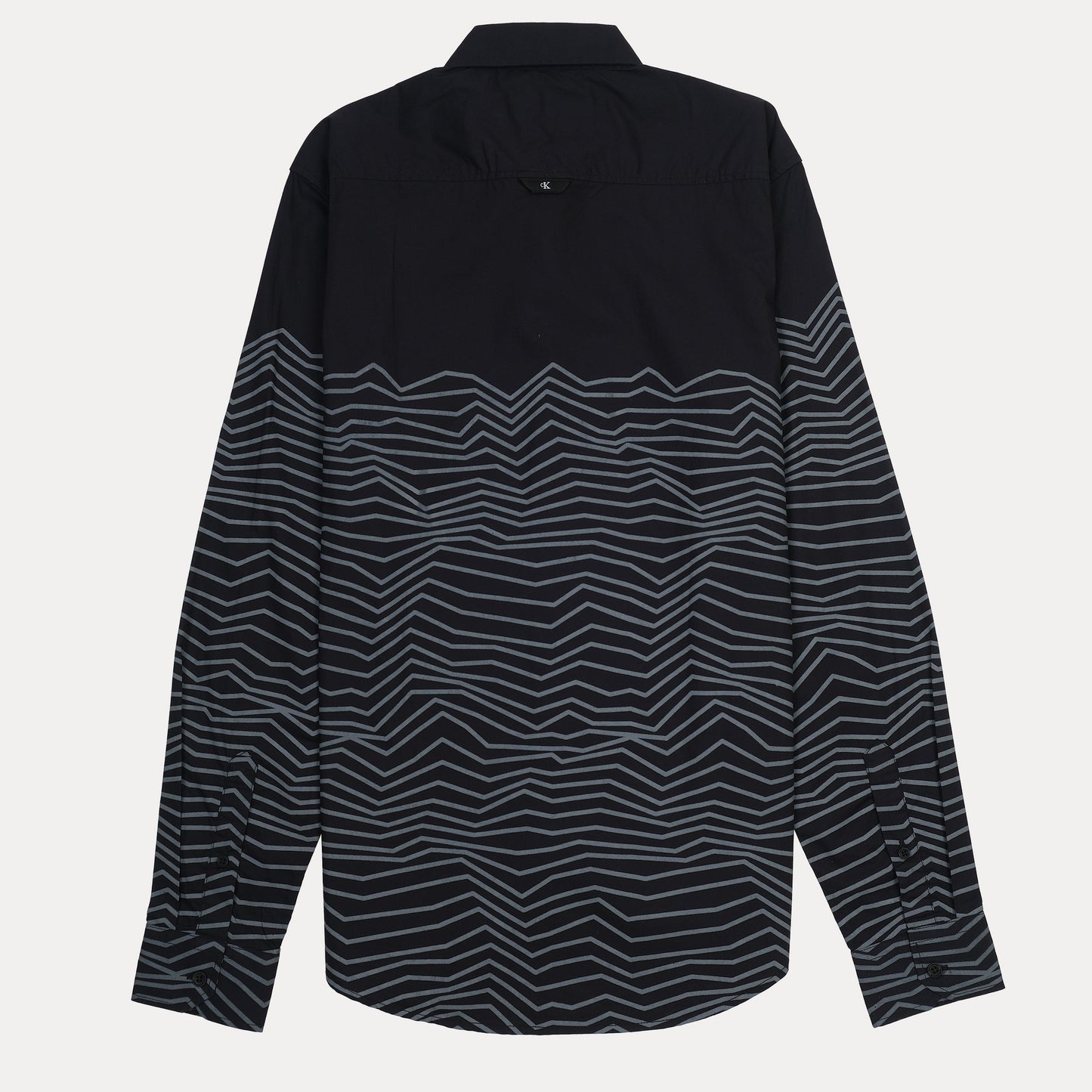 Calvin Klein Striking Waves Button-Up Shirt in Midnight Black