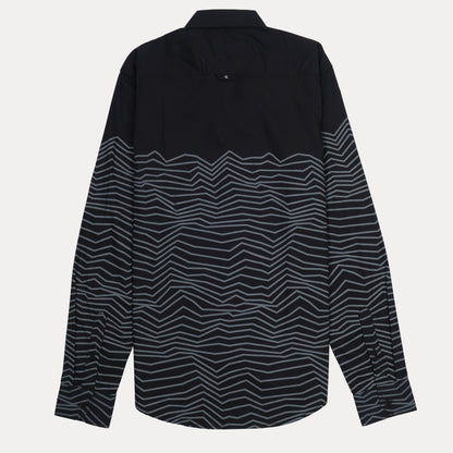 Calvin Klein Striking Waves Button-Up Shirt in Midnight Black