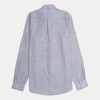 Polo Ralph Lauren Classic Fit Striped Linen Shirt in Nautical Blue