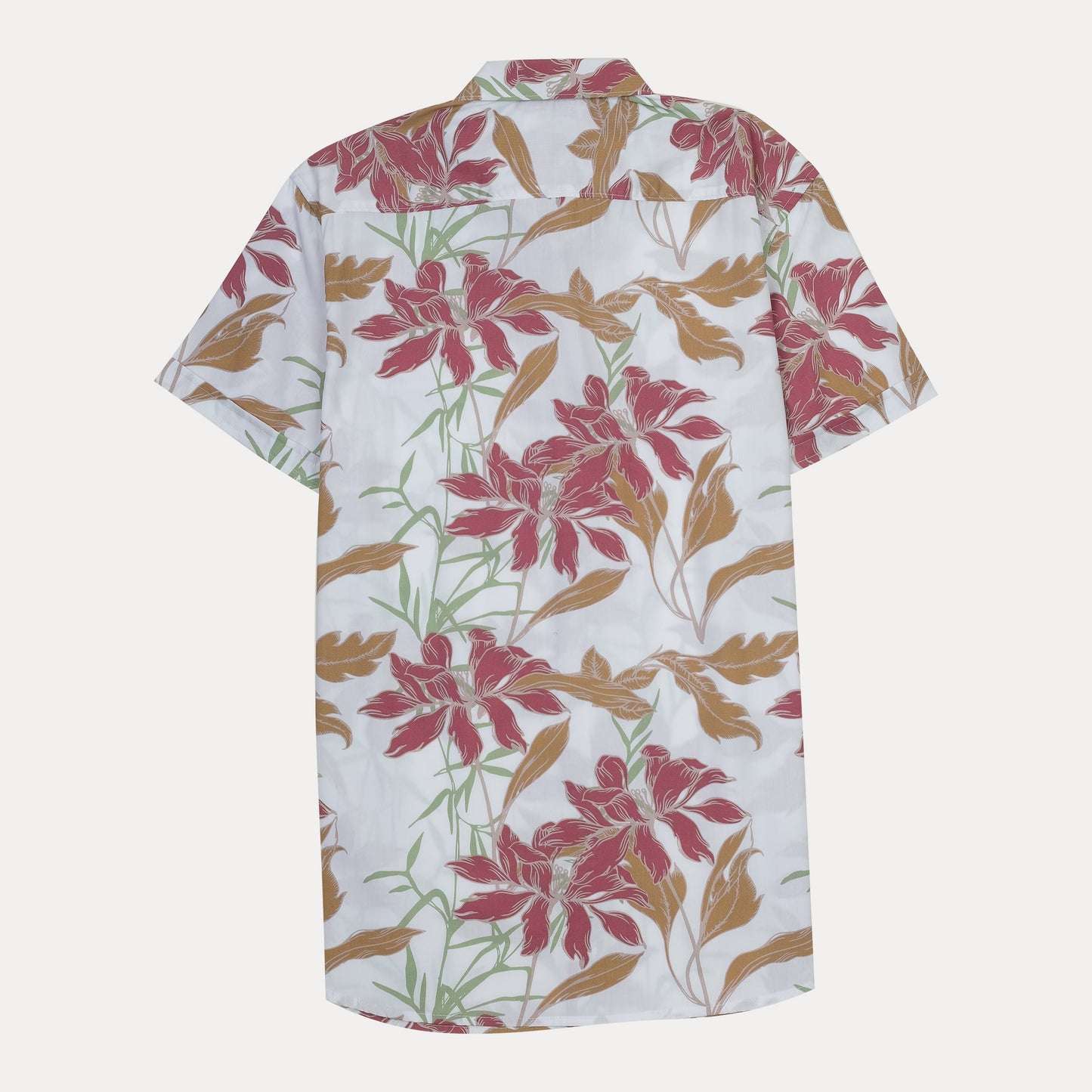 THE BEAR HOUSE Tropical Blossom Short-Sleeve Shirt in Whispering White