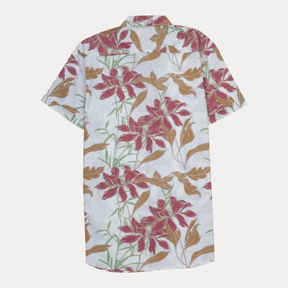 THE BEAR HOUSE Tropical Blossom Short-Sleeve Shirt in Whispering White