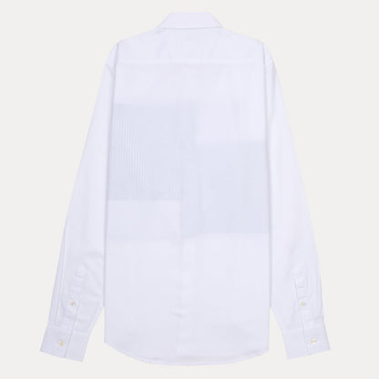 Lacoste Slim Fit Whimsical Waves Button-Up Shirt in Crisp Cloud White and Serene Sky Blue