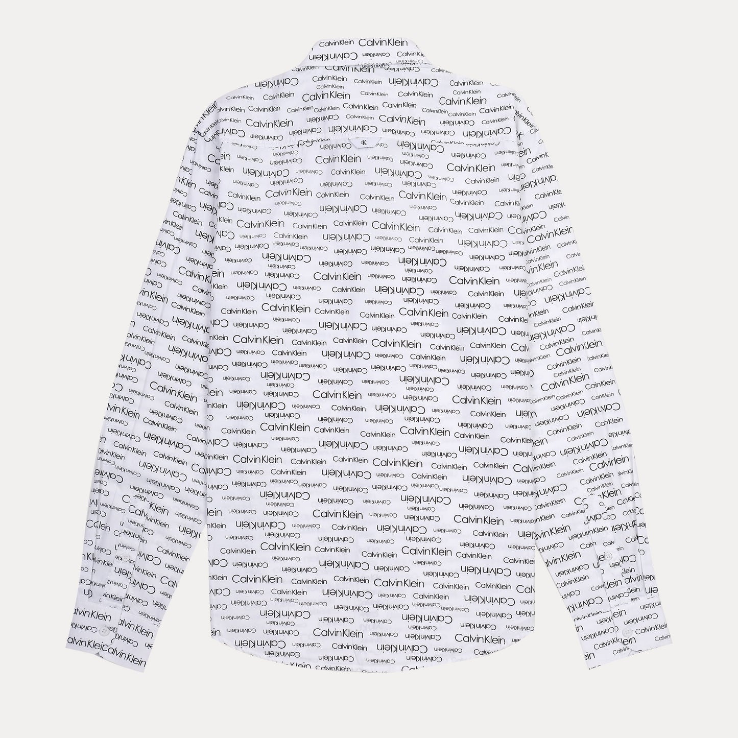 Calvin Klein Whimsical Logo Print Button-Up Shirt in Crisp Cloud White