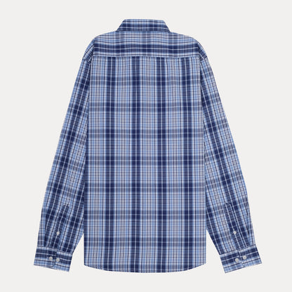 Calvin Klein Effortlessly Chic Plaid Button-Up Shirt in Oceanic Blue