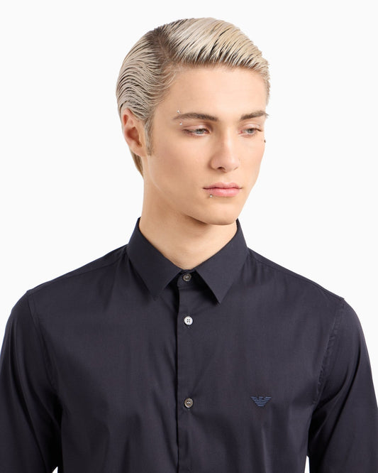 Emporio Armani Elegant Midnight Blue Slim-Fit Shirt