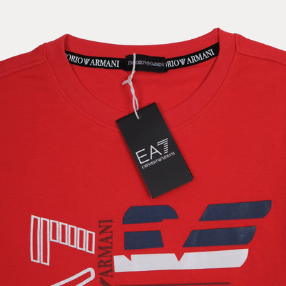 EA7 EMPORIO ARMANI Crimson Blaze Relaxed Fit Short Sleeve T-Shirt