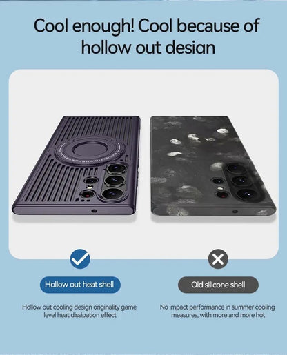 Samsung Galaxy S24 Ultra Magnetic Stand Hard Shell Cooling Case  -Black