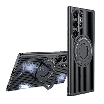 Samsung Galaxy S24 Ultra Magnetic Stand Hard Shell Cooling Case  -Black