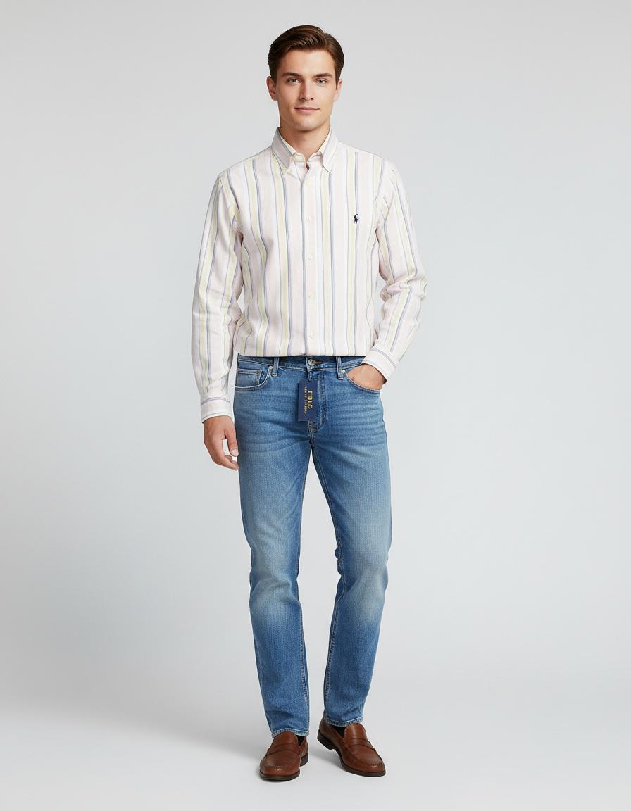 Polo Ralph Lauren Custom Fit Striped Shirt in Soft Pastel Hues