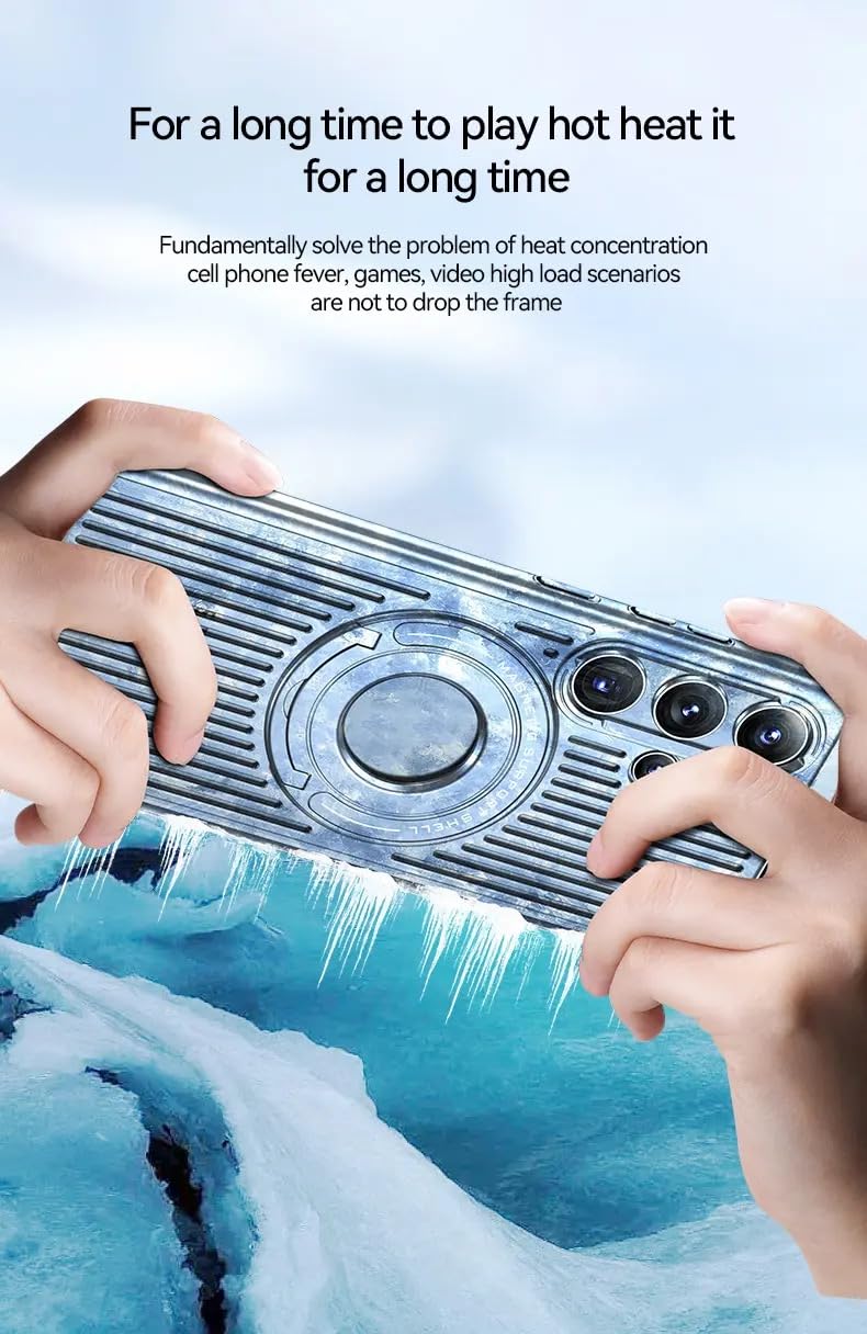 Samsung Galaxy S24 Ultra Magnetic Stand Hard Shell Cooling Case  -Black