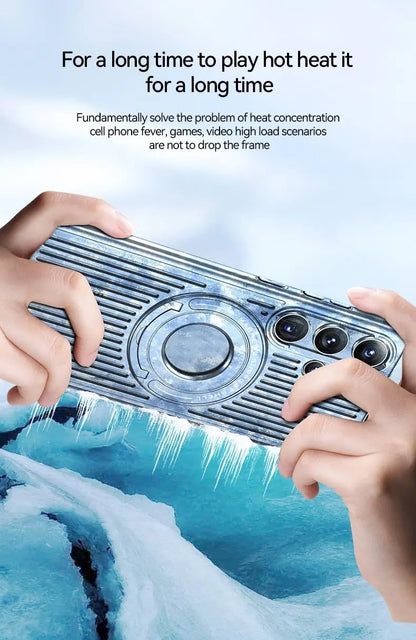 Samsung Galaxy S24 Ultra Magnetic Stand Hard Shell Cooling Case  - Green