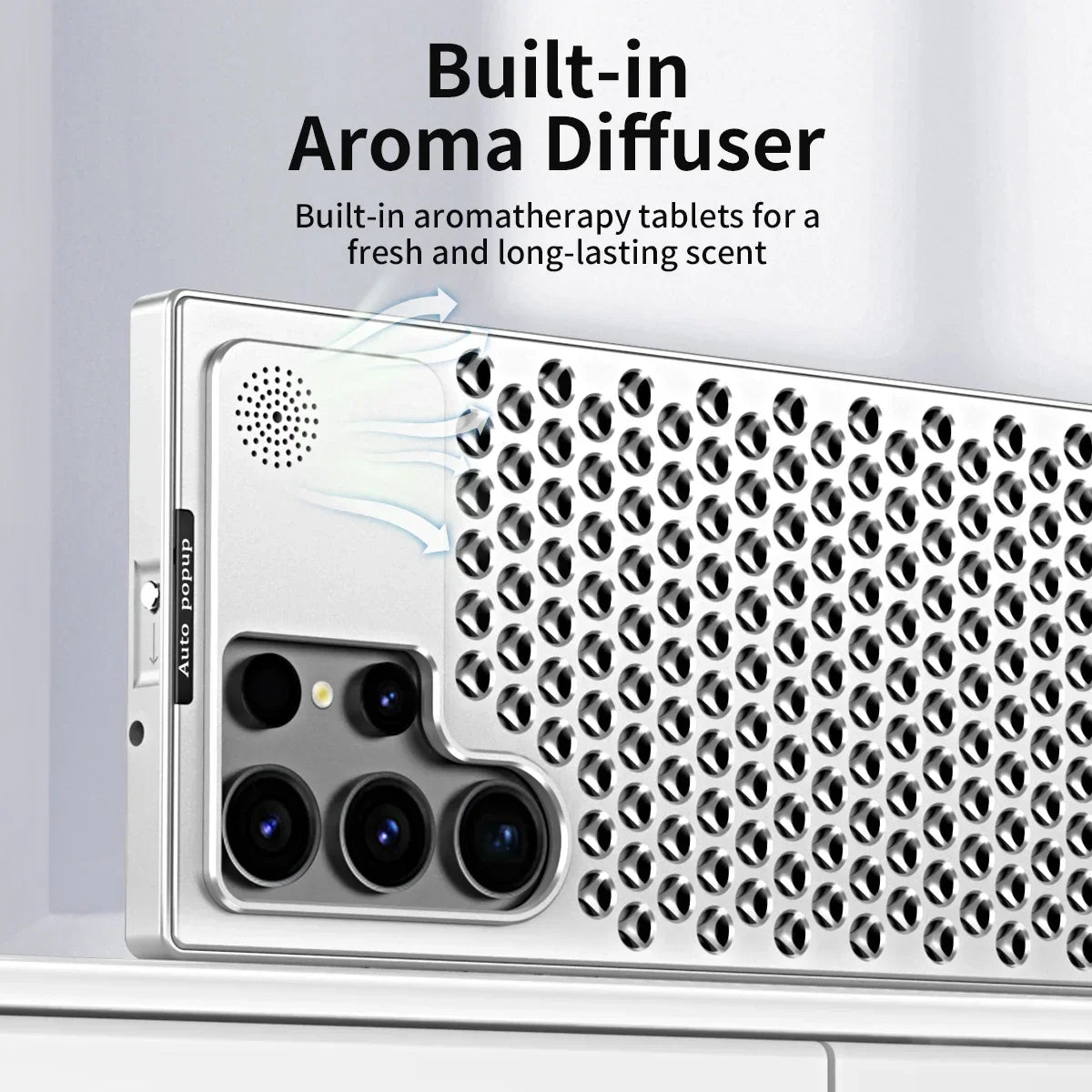 Samsung Galaxy S24 Ultra Metal Heat Dissipation Aluminum Cooling Case with Fragrance Aroma - Black