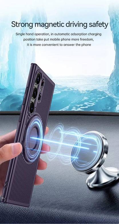 Samsung Galaxy S24 Ultra Magnetic Stand Hard Shell Cooling Case  -Black