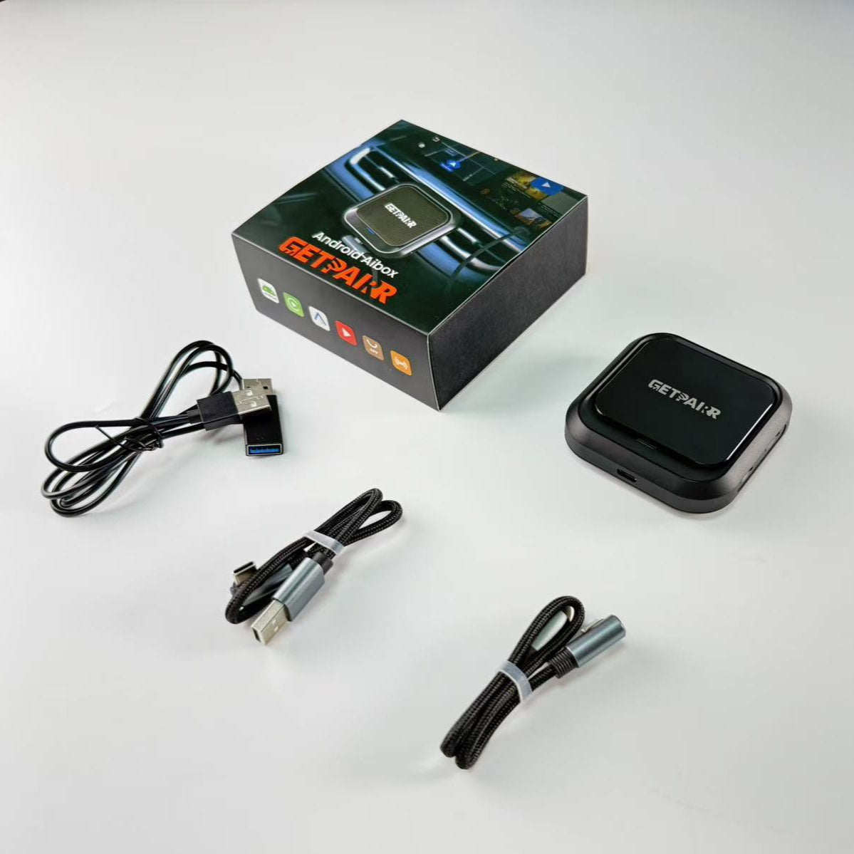 Zedge GetPairr AI Box 2.0 (compatible with all cars ) , Android 13 ,8 Gb ram ,  128 Gb storage, Wireless | Carplay Android Auto 3 in 1