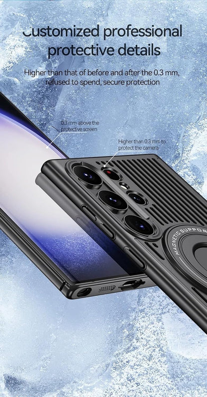Samsung Galaxy S24 Ultra Magnetic Stand Hard Shell Cooling Case  -Black