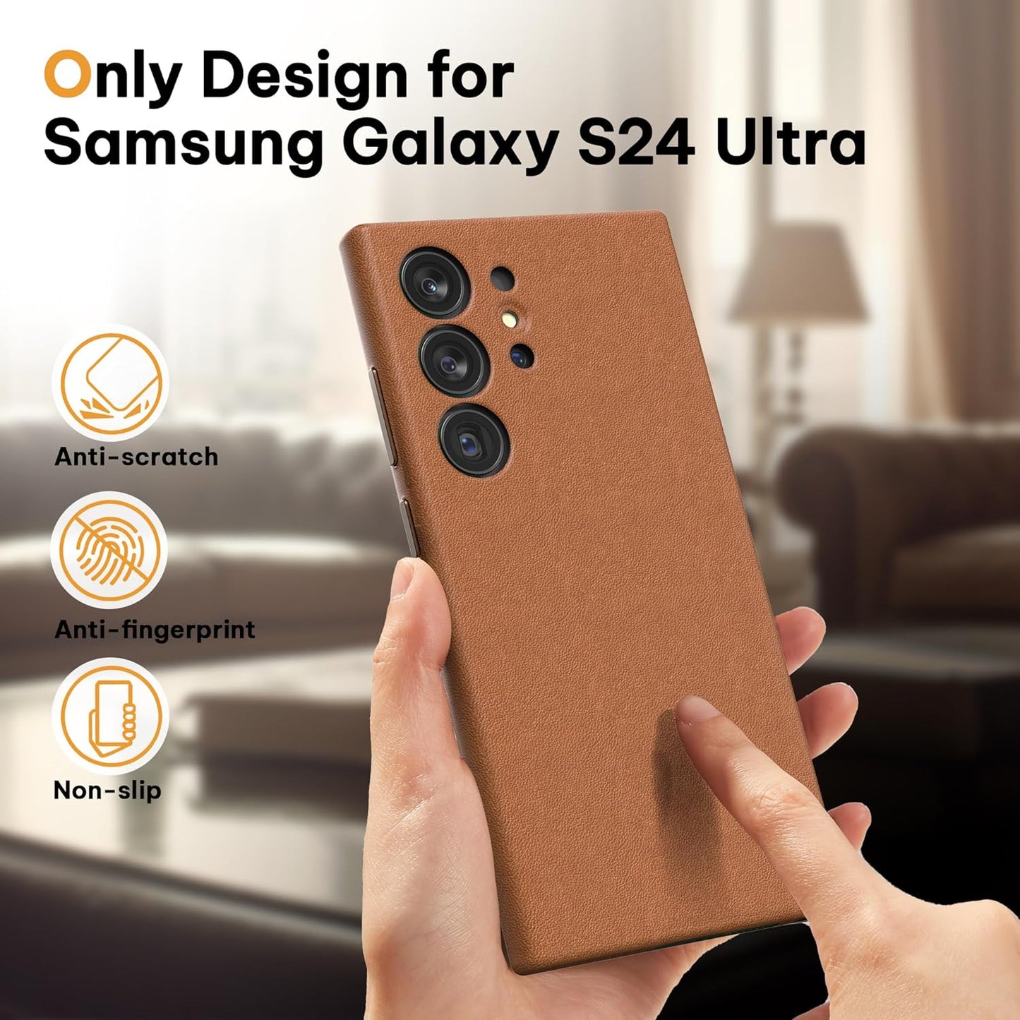 Samsung Galaxy S24 Ultra Leather Case Slim Profile - Brown