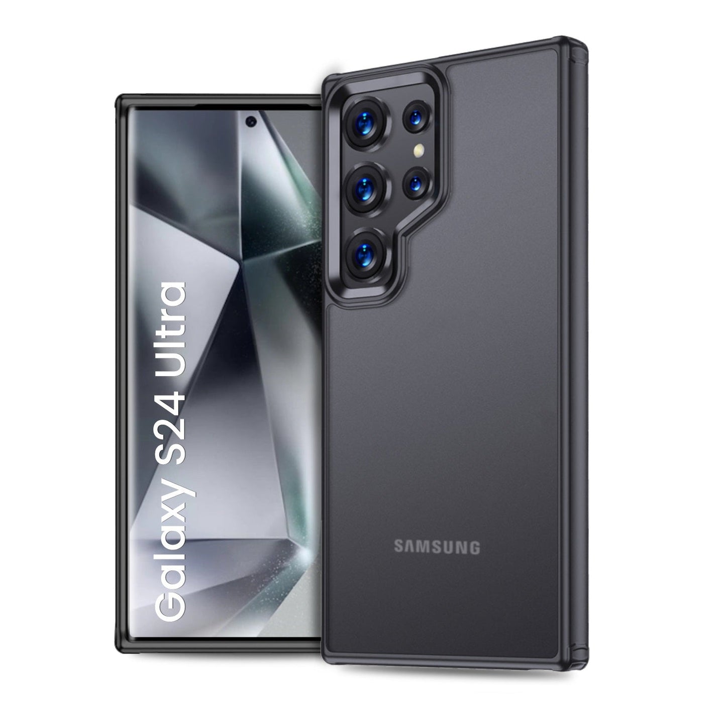 Samsung Galaxy S24 Ultra Rugged Frosted Matte Shock Proof Slim Back Cover - Black