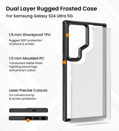 Samsung Galaxy S24 Ultra Rugged Frosted Matte Shock Proof Slim Back Cover - Black