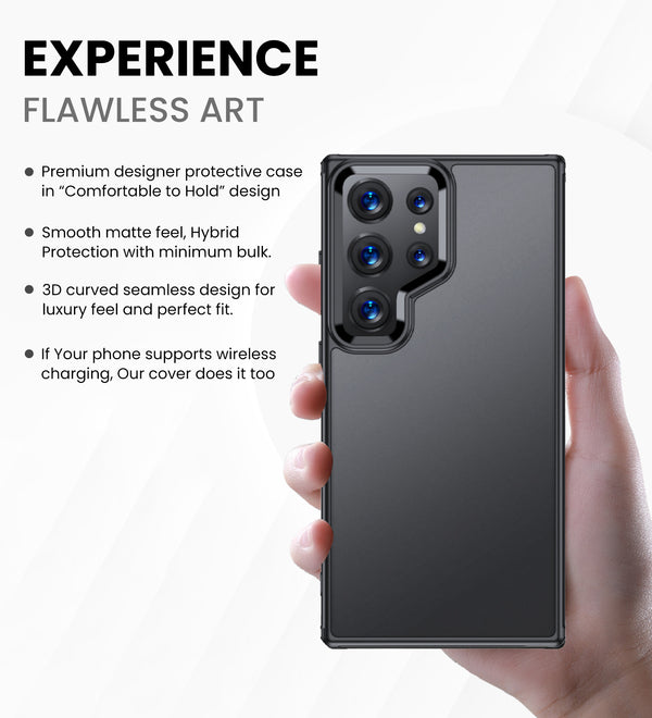 Samsung Galaxy S24 Ultra Rugged Frosted Matte Shock Proof Slim Back Cover - Black