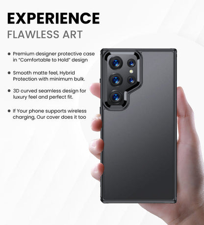 Samsung Galaxy S24 Ultra Rugged Frosted Matte Shock Proof Slim Back Cover - Black