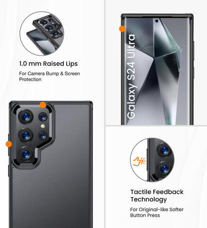 Samsung Galaxy S24 Ultra Rugged Frosted Matte Shock Proof Slim Back Cover - Black