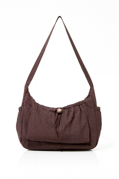 Midnight Grid Ruched Shoulder Bag