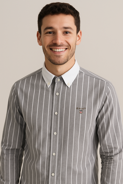 GANT Opulent Ashen Classic Fit Long Sleeve Dress Shirt